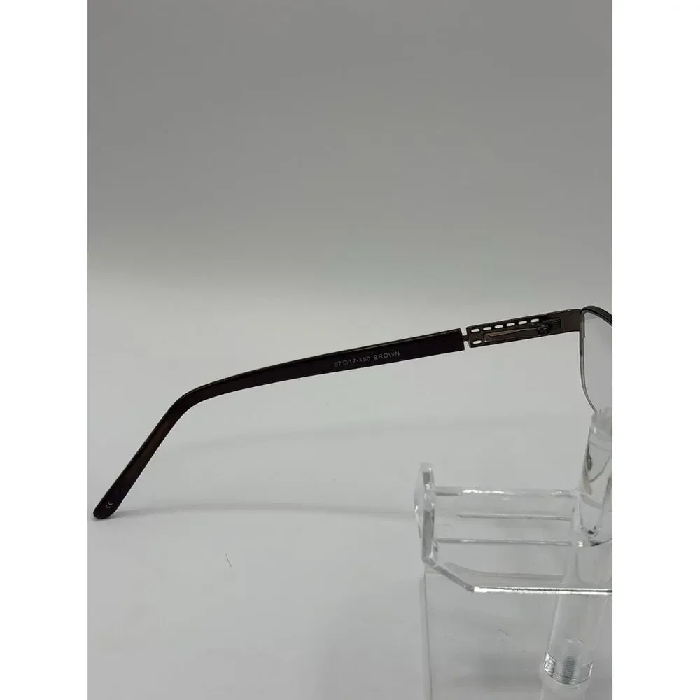 BMEC Big Idea Men's Eyeglasses Brown Gunmetal Semi Rimless 57-17-150 XL